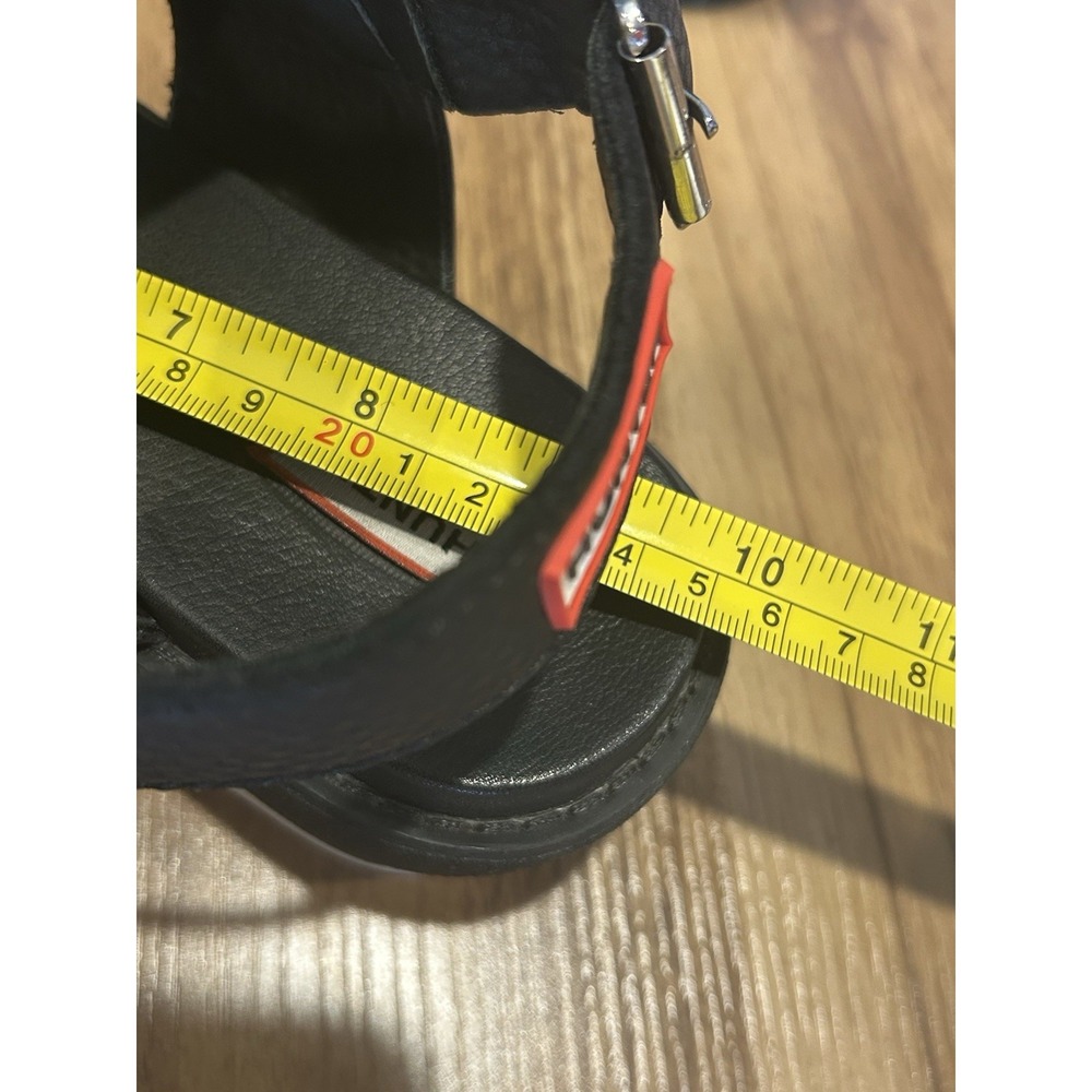 Hunter Sandals Womens Size 8? Black Leather Double Buckle Strap Platform Chunky - Picture 12 of 13